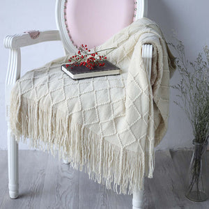 127Cm X 210Cm Warm Cozy Knitted Throw Blanket Cream