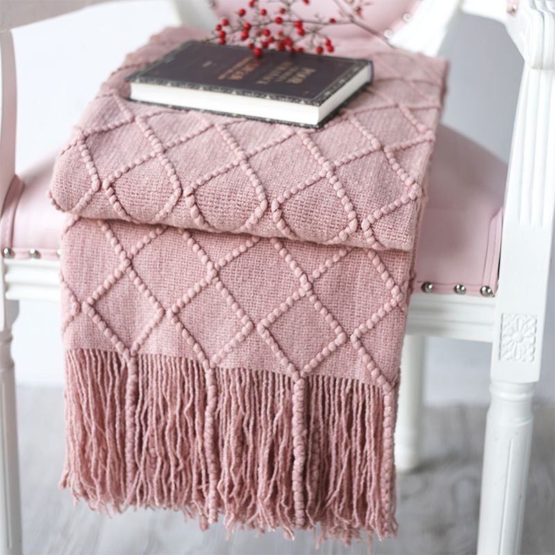 127Cm X 210Cm Warm Cozy Knitted Throw Blanket Pink