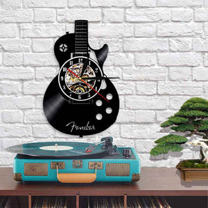 Retro Guitar Vinyl Record Wall Clock