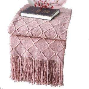 127Cm X 210Cm Warm Cozy Knitted Throw Blanket Pink