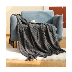 127Cm X 152Cm Warm Cozy Knitted Throw Blanket Dark Grey