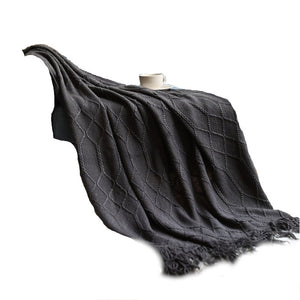 127Cm X 152Cm Warm Cozy Knitted Throw Blanket Dark Grey