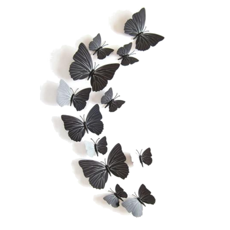 Hod Health And Home 12 Pcs / Set Rainbow Colourful 3D Pvc Butterfly Wall Sticker Decor