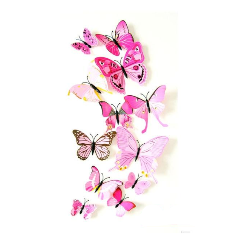 Hod Health And Home 12 Pcs / Set Rainbow Colourful 3D Pvc Butterfly Wall Sticker Decor