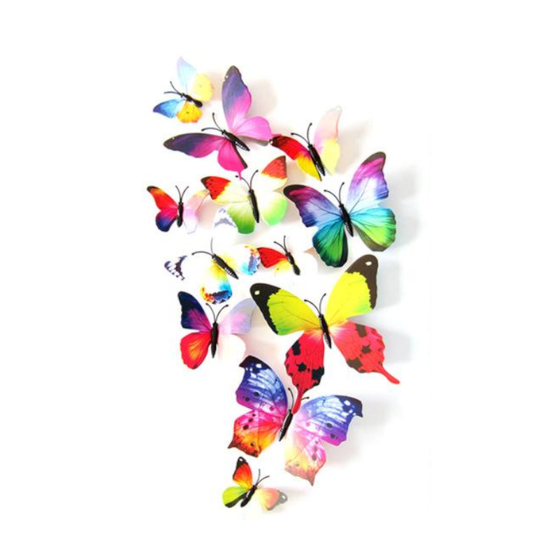 Hod Health And Home 12 Pcs / Set Rainbow Colourful 3D Pvc Butterfly Wall Sticker Decor