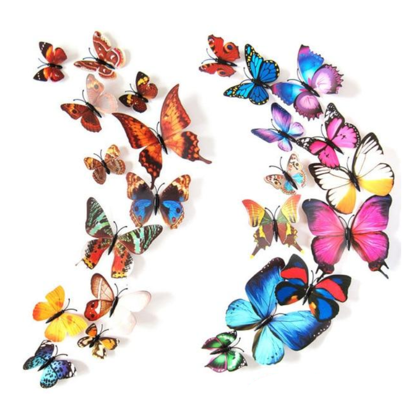 Hod Health And Home 12 Pcs / Set Rainbow Colourful 3D Pvc Butterfly Wall Sticker Decor