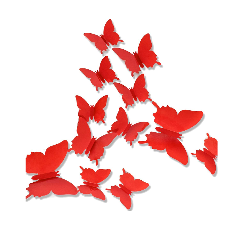 Hod Health And Home 12 Pcs / Set Rainbow Colourful 3D Pvc Butterfly Wall Sticker Decor