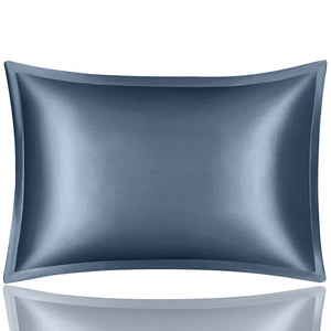 Pillowcase 50X90cm Blue Gray Pure Real Silk Comfortable Home Bed Accessory