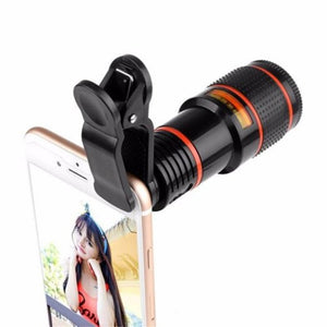 12X Zoom Optical Mobile Phone Camera Lens With Clip Black