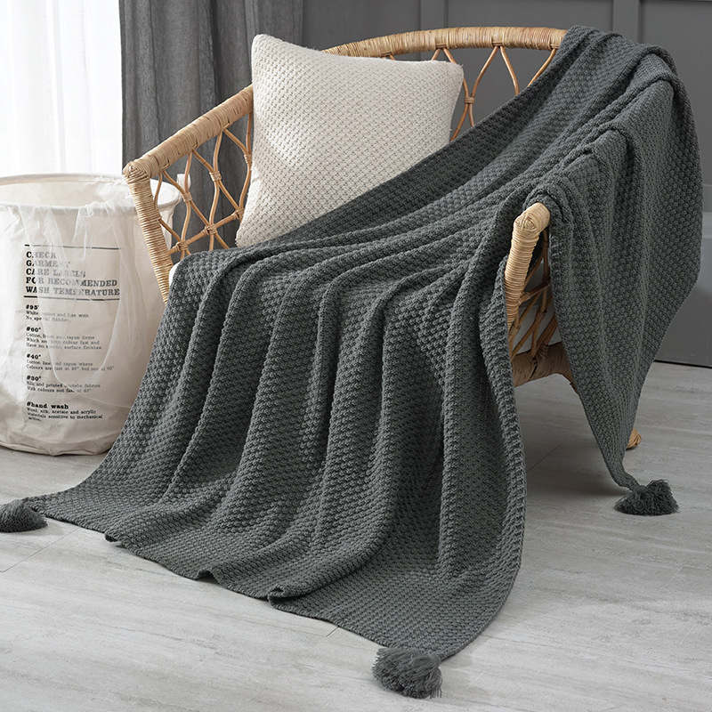 130Cm X 170Cm Warm Cozy Knitted Throw Blanket Grey