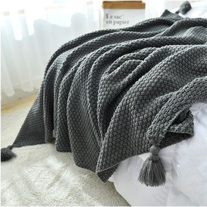 130Cm X 170Cm Warm Cozy Knitted Throw Blanket Grey