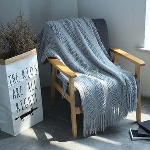 130Cm X 220Cm Warm Cozy Knitted Throw Blanket Grey