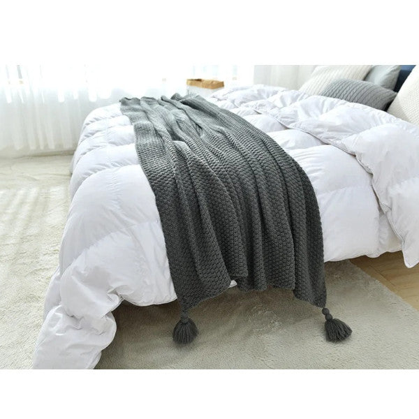 130Cm X 170Cm Warm Cozy Knitted Throw Blanket Grey