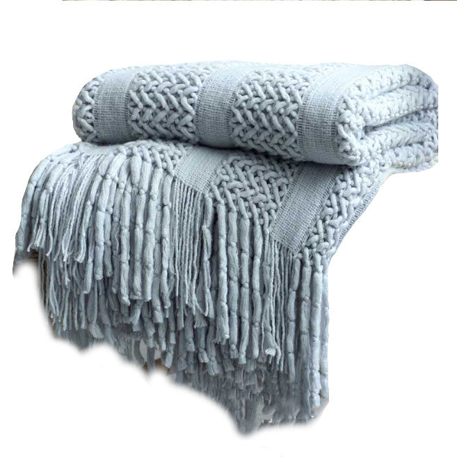 130Cm X 220Cm Warm Cozy Knitted Throw Blanket Grey