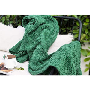 130Cm X 160Cm Warm Cozy Knitted Throw Blankets Green