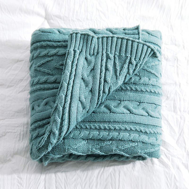 130Cm X 160Cm Warm Cozy Knitted Throw Blankets Teal