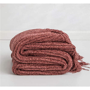 130Cm X 160Cm Warm Cozy Knitted Throw Blankets Rust