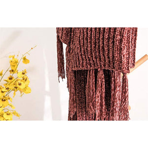 130Cm X 160Cm Warm Cozy Knitted Throw Blankets Rust