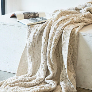 130Cm X 180Cm Warm Cozy Knitted Throw Blankets Beige