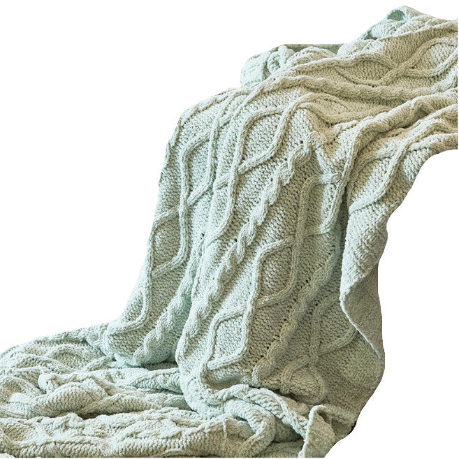 130Cm X 180Cm Warm Cozy Knitted Throw Blankets Pale Green