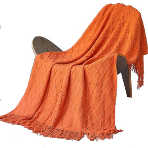 130Cm X 200Cm Warm Cozy Knitted Throw Blanket Orange