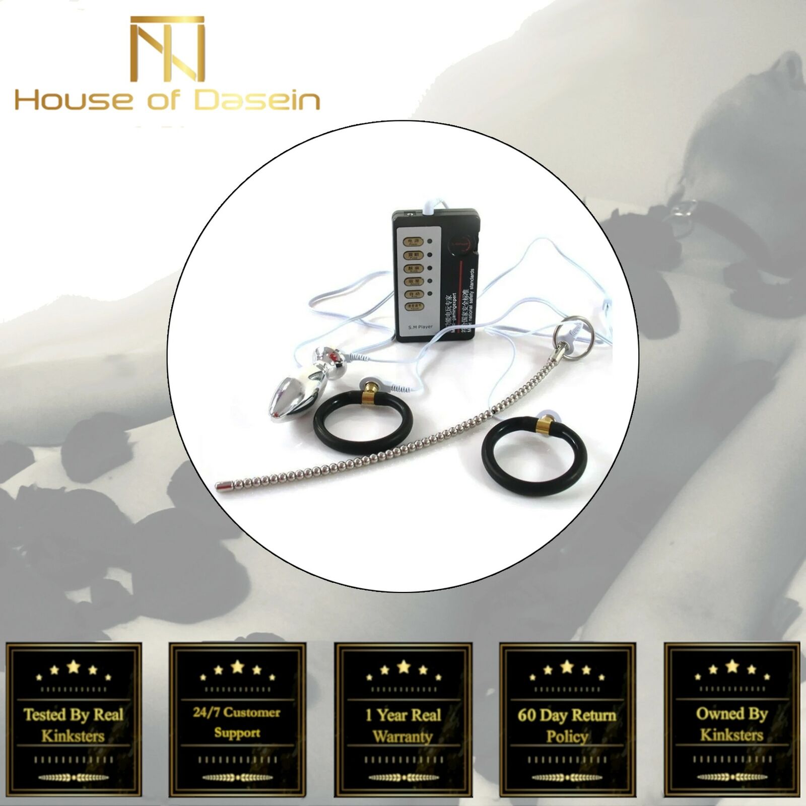 House Of Dasein Black Cock Ring Anal Plug Urethral Sound Electric Shock Electro Sex Stimulation Play