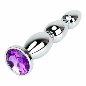 Big Crystal Jewel Stainless Steel Bdsm Anal Plug Metal Butt Beads