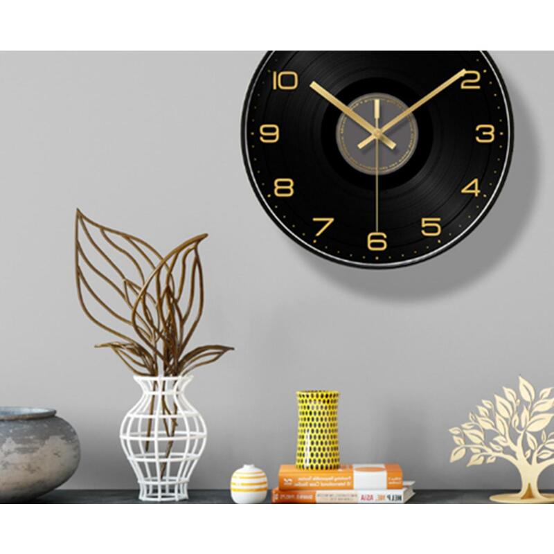 14 Inch Simple All Black Classic Mute Wall Clock Home Living Room Office Decoration