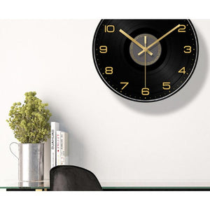 14 Inch Simple All Black Classic Mute Wall Clock Home Living Room Office Decoration