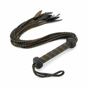 House Of Dasein 60Cm Black Red Brown Leather Flogger Braided Handle Tails Spanking Whip Bdsm