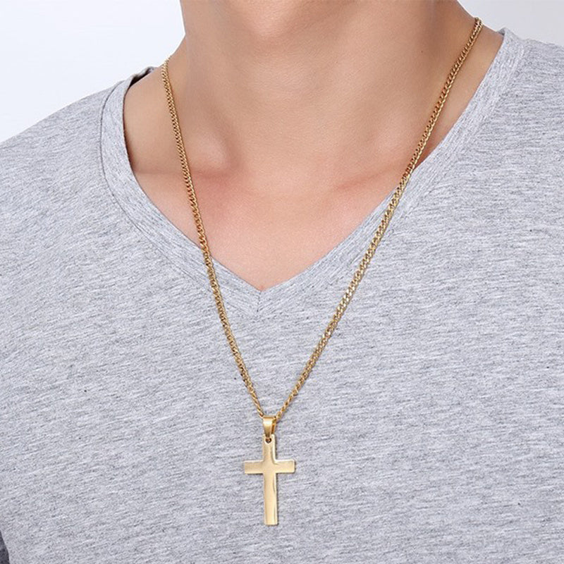 Veile Studios Classic Cross Necklace Men's Pendant Fashion Stainless Steel Jewelry Accessories