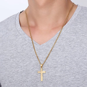 Veile Studios Classic Cross Necklace Men's Pendant Fashion Stainless Steel Jewelry Accessories