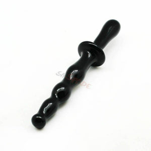 Black Glass Anal Beads Butt Plug Double Ended Dildo Bdsm Fetish