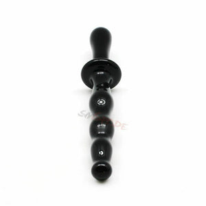 Black Glass Anal Beads Butt Plug Double Ended Dildo Bdsm Fetish