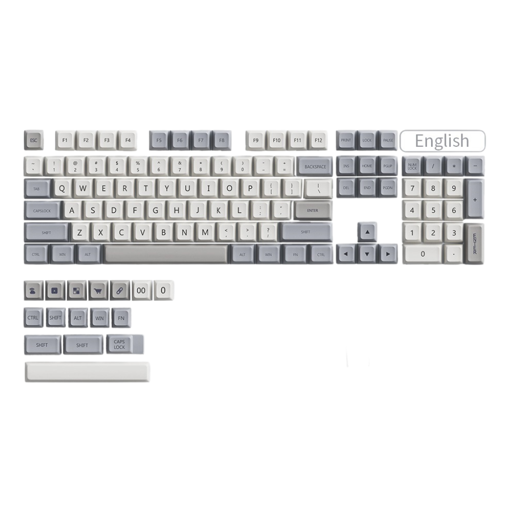 Keycap Keyboard Grey White 132 Keys Pbt Dye Sublimation Switch Fit Pack