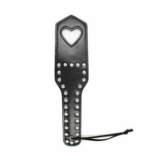 Leather Studded Spanking Paddle Heart Shaped Slave Whip Bdsm Fetish