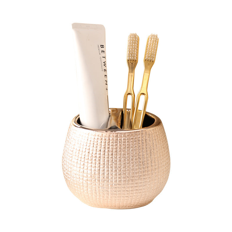 Home Bathroom Rose Gold Ceramic Cleaning Kit 4 Piece Set For Essentials