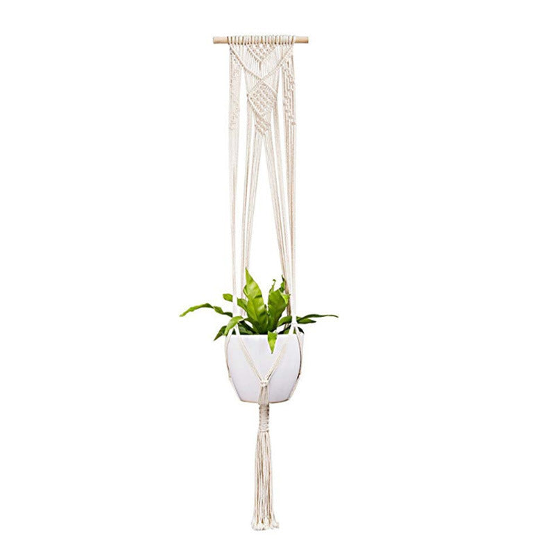 4 Pack Macrame Hanging Baskets Cotton Rope Plant Hanger For Home Decor