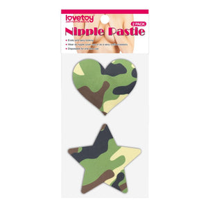 Camo Stars And Heart Nipple Pasties Twin Pack Camouflage Green