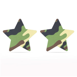 Camo Stars And Heart Nipple Pasties Twin Pack Camouflage Green