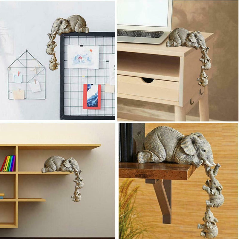 Cute Resin Mother Elephant With Babies Home Decoration