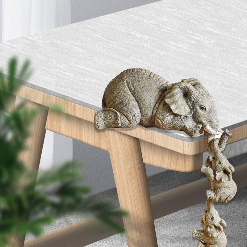 Cute Resin Mother Elephant With Babies Home Decoration