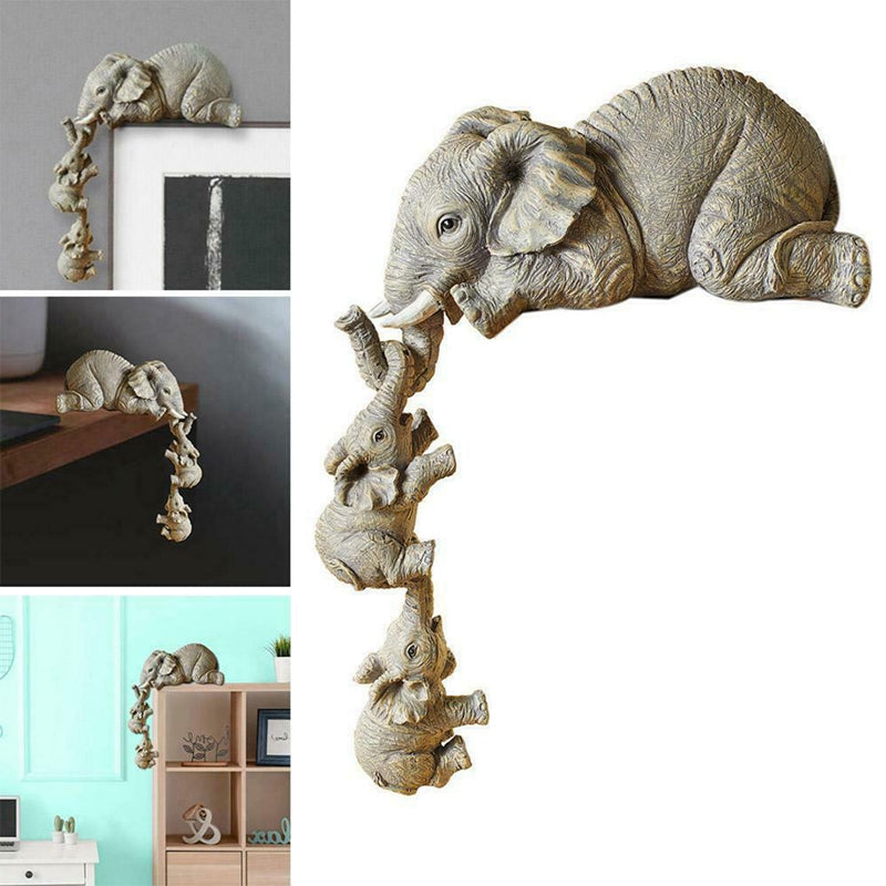 Cute Resin Mother Elephant With Babies Home Decoration