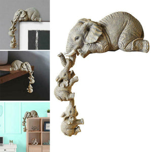 Cute Resin Mother Elephant With Babies Home Decoration