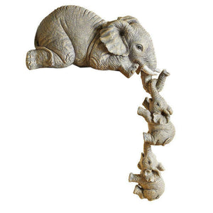 Cute Resin Mother Elephant With Babies Home Decoration