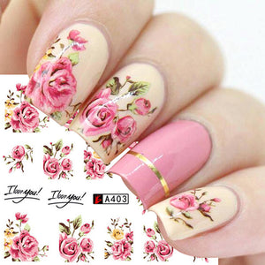 Nail Art Rose Sticker Bowknot Lace Red Flower Applique Eco Friendly