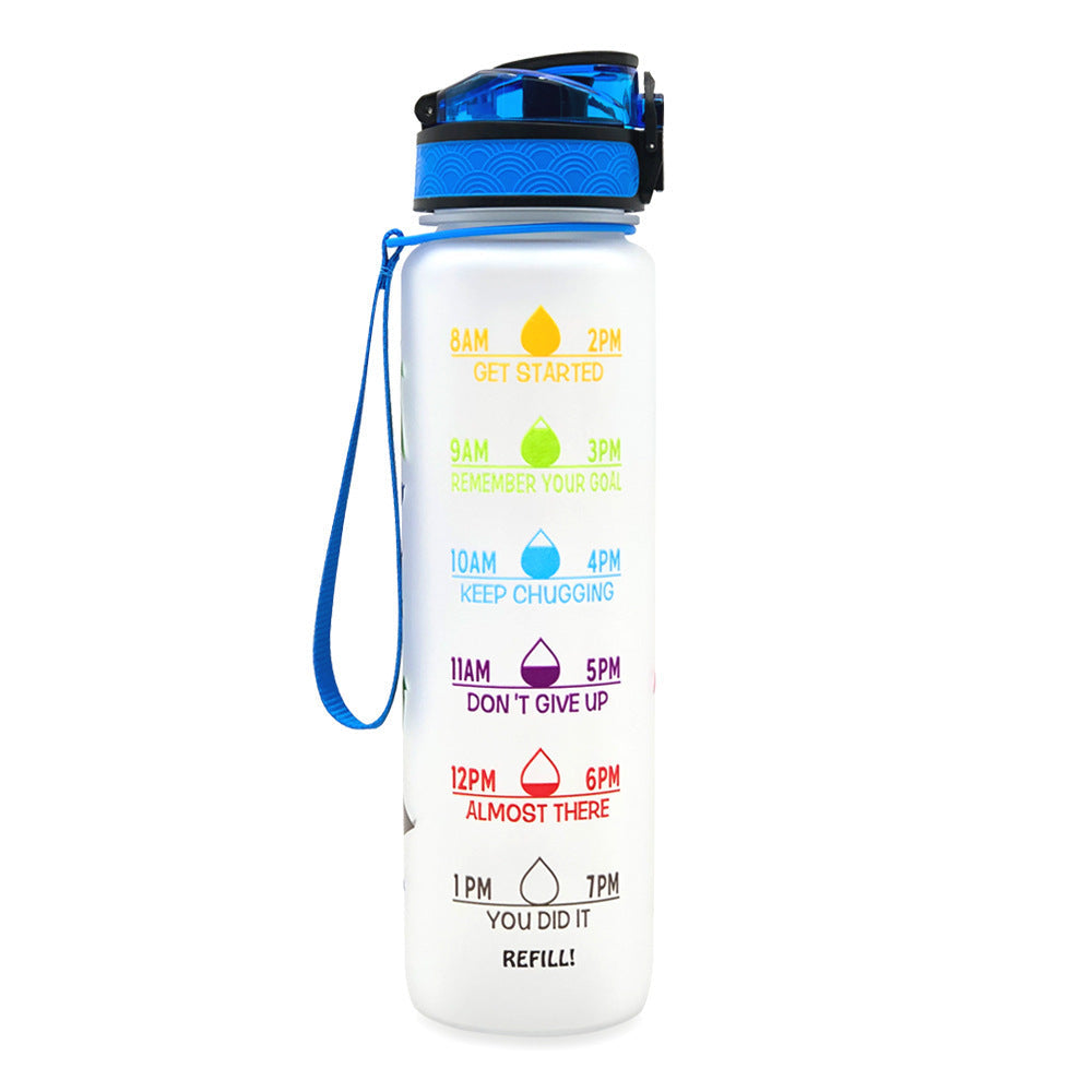 1 Litre Tritan Water Bottle With Time Marker For Sports And Fitness Activities