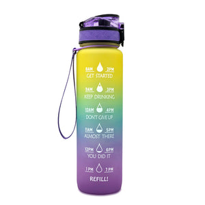 1 Litre Tritan Water Bottle With Time Marker For Sports And Fitness Activities