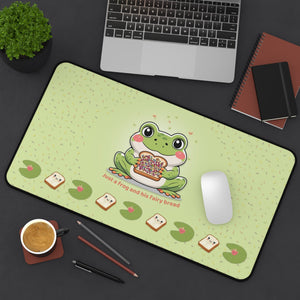 Cute Frog Desk Mat Kawaii Gaming Mouse Pad Whimsical Office Home Decor Gift For Nature Lovers Pastel Work Or Study