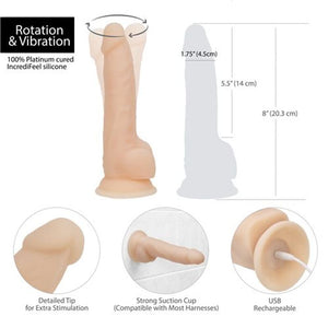 Rotating 8In Vibrating Dildo With Remote Vanilla